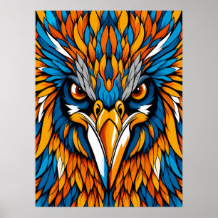 Affiche Portrait d'aigle coloré abstrait