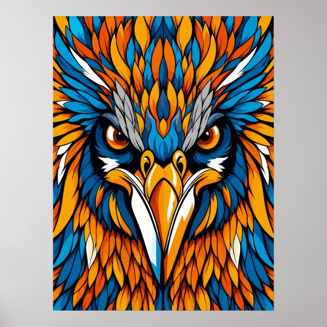 Affiche Portrait d'aigle coloré abstrait (Devant)