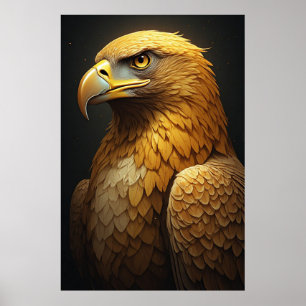 Affiche Portrait d'aigle Puissant Oiseau de Proie