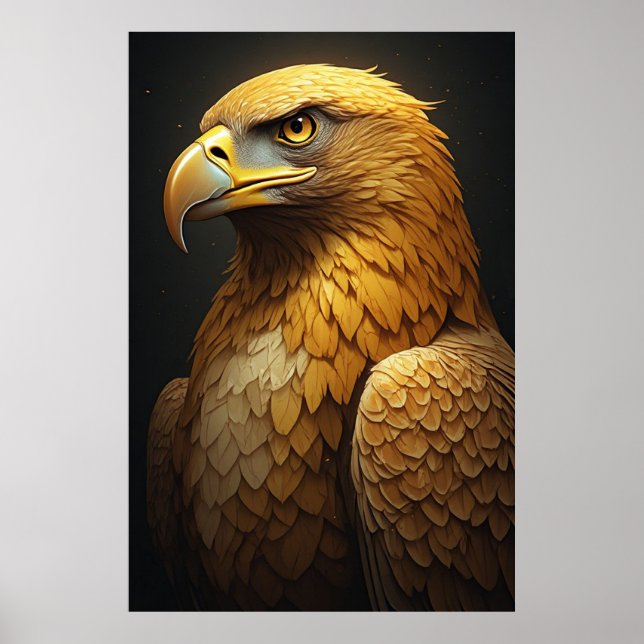 Affiche Portrait d'aigle Puissant Oiseau de Proie (Devant)
