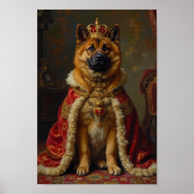 Affiche Portrait d'Américain Akita royal d'art (Devant)