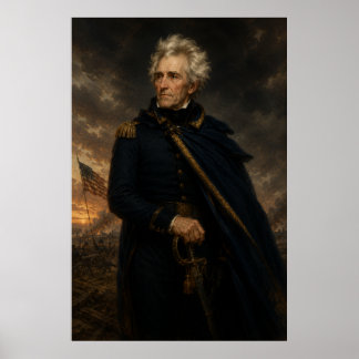 Affiche Portrait d'Andrew Jackson sur le champ de bataille