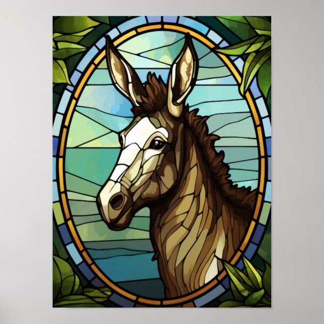 Affiche Portrait d'âne en verre coloré (Devant)