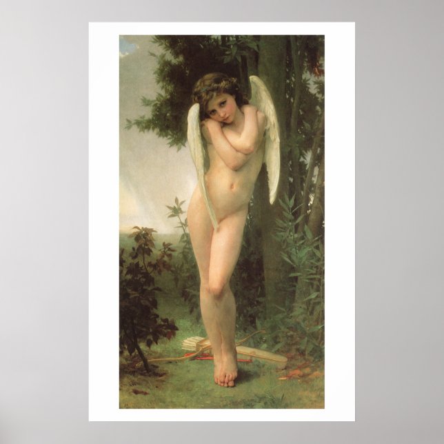 Affiche Portrait d'ange de Cupidon par Bouguereau (Devant)