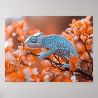 Affiche Portrait d'animal sauvage Caméléon en environnemen