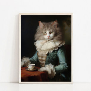 Affiche Portrait d'animal victorien, Chat de dame royale V
