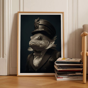 Affiche Portrait d'animal victorien de poisson Art animal