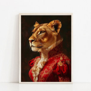 Affiche Portrait d'animal victorien, Lion de Dame Royale V