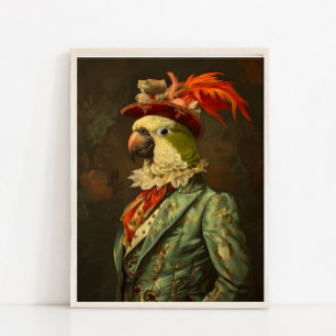 Affiche Portrait d'animal victorien, perroquet royal vinta
