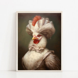 Affiche Portrait d'animal victorien, poule royale Lady Vin
