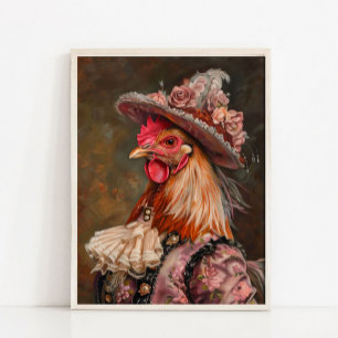 Affiche Portrait d'animal victorien, poule royale Lady Vin