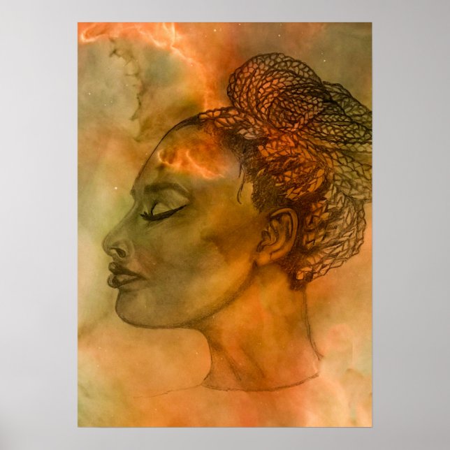 Affiche Portrait dans l'impression de profil (Devant)