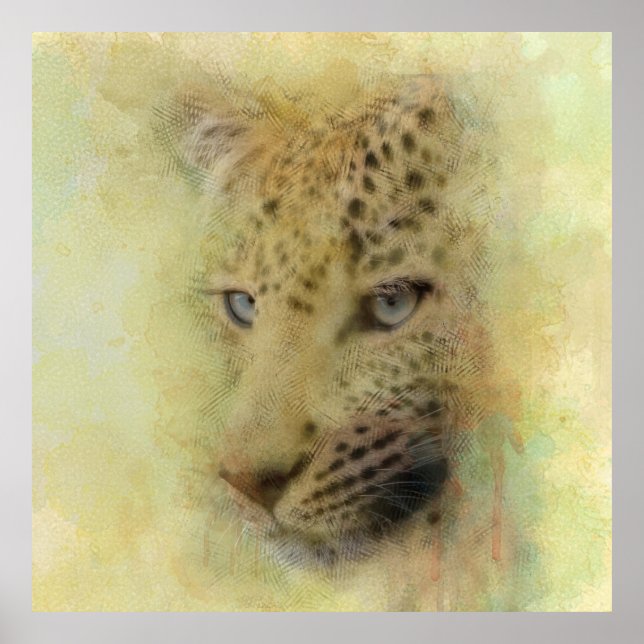 Affiche Portrait d'aquarelle africaine Leopard (Devant)