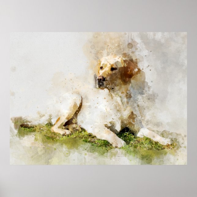 Affiche Portrait d'aquarelle de chien de Labrador Retrieve (Devant)