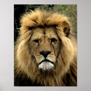 Affiche Portrait d'aquarelle de Lion - Toile