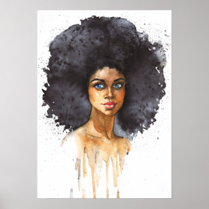 Affiche Portrait d'aquarelle d'une femme africaine