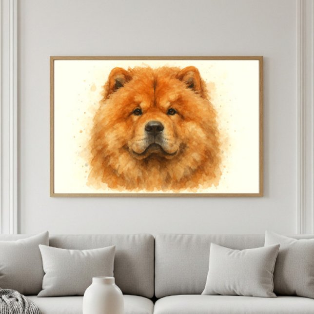 Affiche Portrait d'aquarelle Fluffy Chow Chow (Créateur téléchargé)