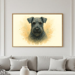 Affiche Portrait d'aquarelle Kerry Blue Terrier