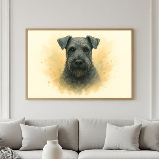 Affiche Portrait d'aquarelle Kerry Blue Terrier