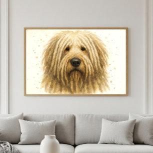 Affiche Portrait d'aquarelle Komondor unique