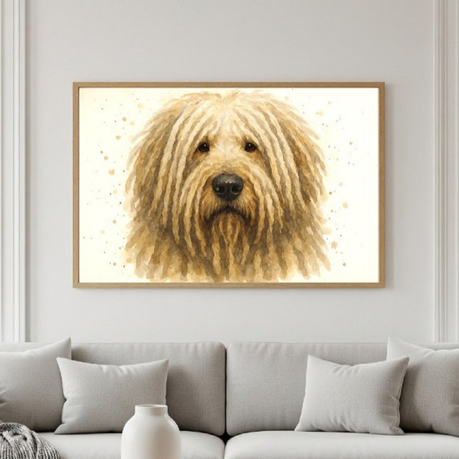 Affiche Portrait d'aquarelle Komondor unique (Créateur téléchargé)
