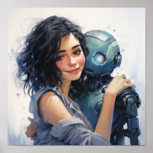 Affiche Portrait d'aquarelle pâle étonnant d'un Ol de 16 a