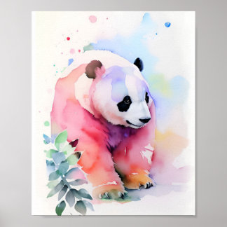 Affiche Portrait d'aquarelle Panda 1