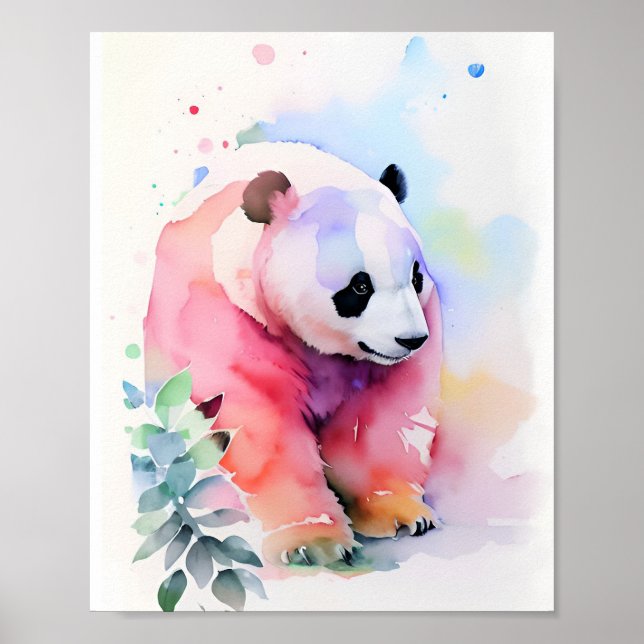 Affiche Portrait d'aquarelle Panda 1 (Devant)