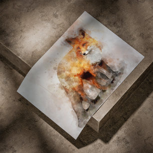 Affiche Portrait d'aquarelle Red Fox 04