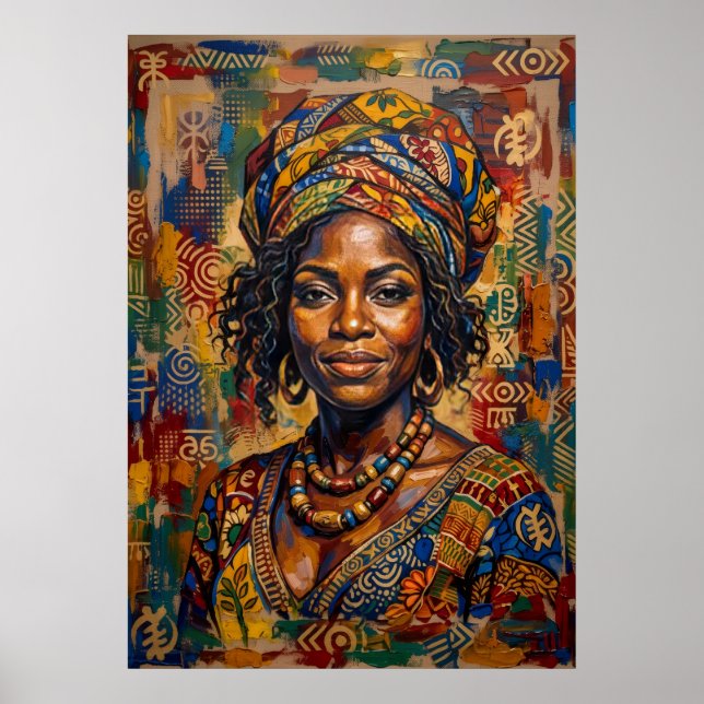 Affiche Portrait d'art africain coloré (Devant)