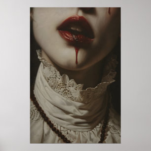 Affiche Portrait d'art de femme vampire gothique de romanc