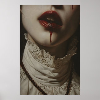Affiche Portrait d'art de femme vampire gothique de romanc