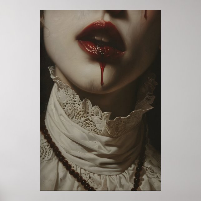 Affiche Portrait d'art de femme vampire gothique de romanc (Devant)