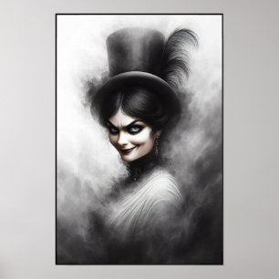 Affiche Portrait d'art de femme victorienne mystérieuse et