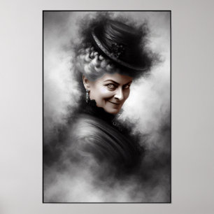 Affiche Portrait d'art de femme victorienne mystérieuse et