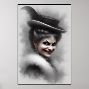 Affiche Portrait d'art de femme victorienne mystérieuse et