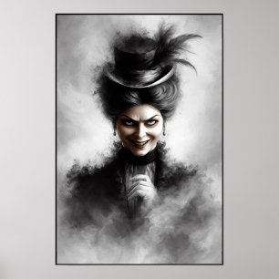 Affiche Portrait d'art de femme victorienne mystérieuse et
