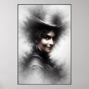 Affiche Portrait d'art de femme victorienne mystérieuse et