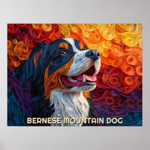 Affiche Portrait d'art de quilles de chien de montagne ber