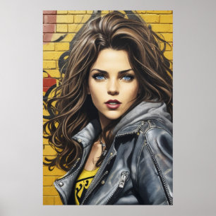 Affiche Portrait d'art de rue féminin AI Générique