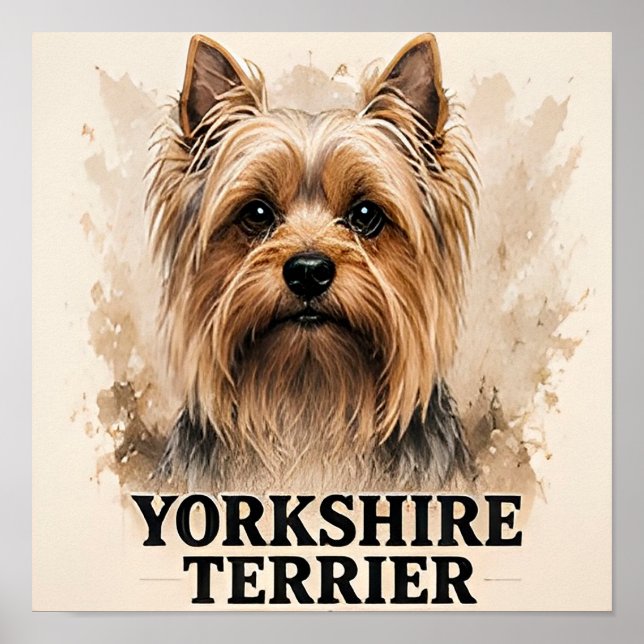 Affiche Portrait d'art de Yorkshire Terrier Premium (Devant)