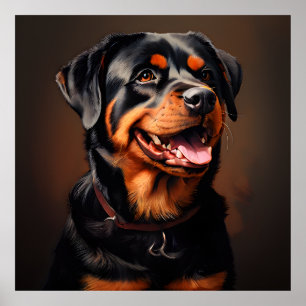 Affiche Portrait d'art du réalisme Rottweiler