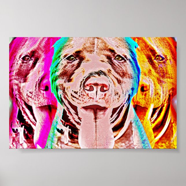 Affiche Portrait d'art Pit Bull Pop (Devant)