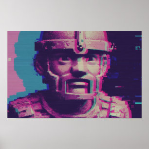Affiche Portrait d'art Vaporwave Glitch