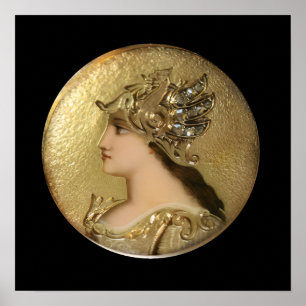 AFFICHE PORTRAIT D'ATHENA AVEC DES GOLDEN HELMET ET DES GR