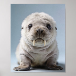 Affiche Portrait de bébé morse pour la nurserie arctique