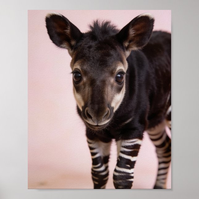 Affiche Portrait de bébé okapi - Art de nurserie exotique (Devant)
