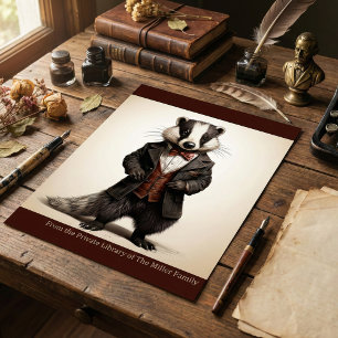 Affiche Portrait de Blaireau Dark Academia Art de biblioth