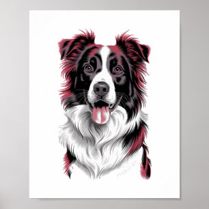 Affiche Portrait de Border Collie dans des détails éclatan