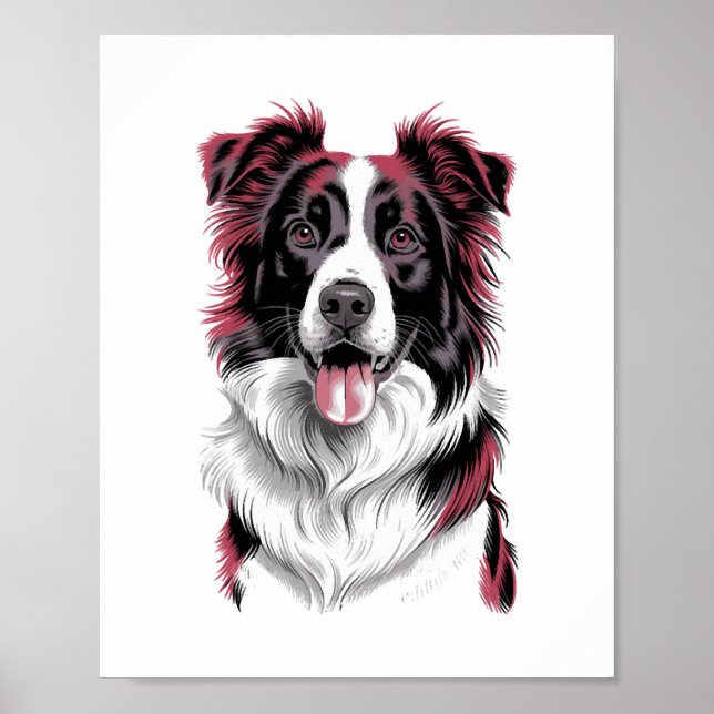 Affiche Portrait de Border Collie dans des détails éclatan (Devant)